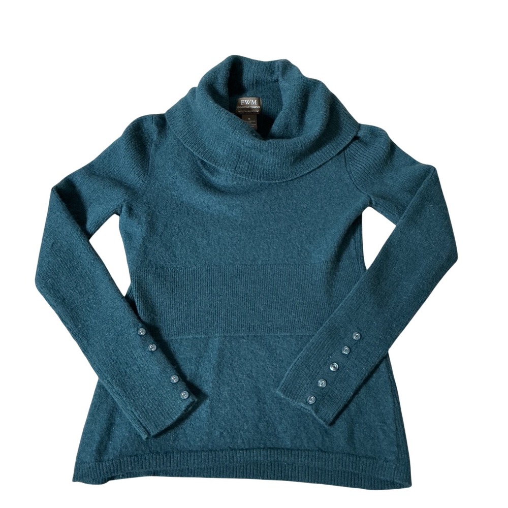 Fenn Wright Manson Merino Wool Cowl Neck Sweater S Womens Green Luxury Preppy